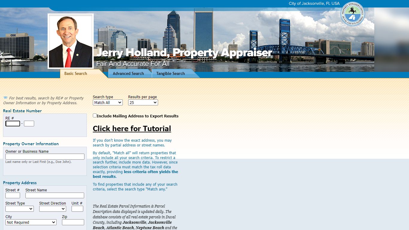 Property Appraiser - Basic Search - COJ.net